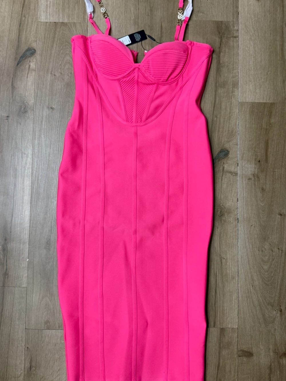 Fashion Nova Pink Bustier Midi Dress